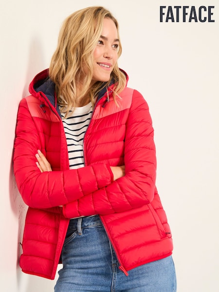 FatFace Red Garnet Colourblock Puffer Jacket (F97405) | £75