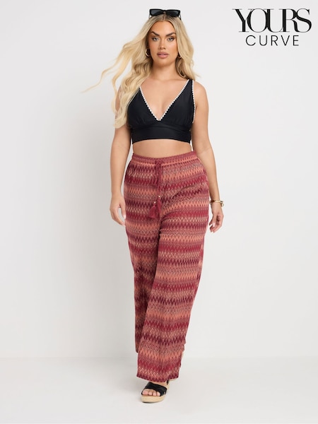 Yours Curve Orange Zig Zag Wide Leg Trousers (F97415) | £31