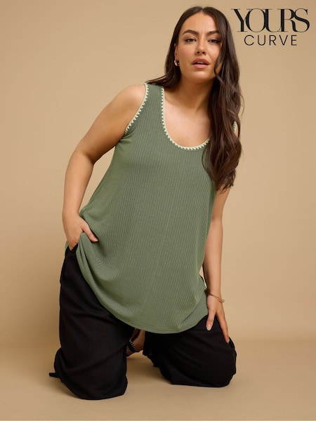 Yours Curve Green Whipstitch Swing Vest (F97416) | £20