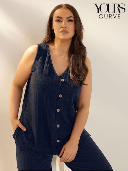 Yours Curve Blue Waistcoat (F97425) | £22