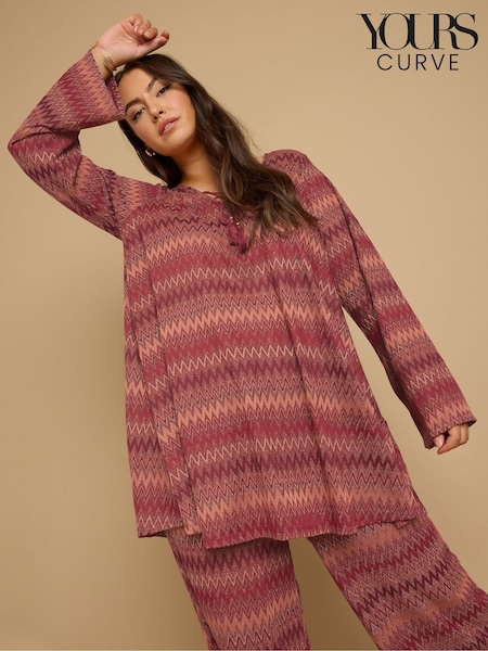Yours Curve Orange Tie Neck Tunic (F97437) | £31