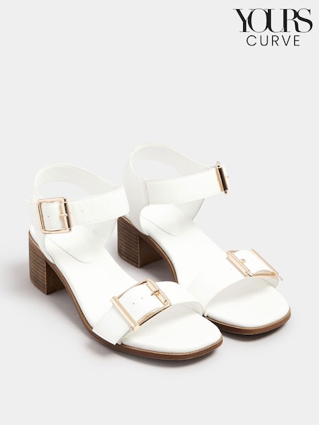 Yours Curve Chalk White Wide Fit Wide Fit Flatform Gem Sandals (F97452) | £37