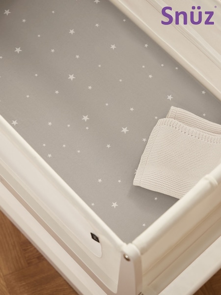 Snuz Grey Star Twin Pack Crib Fitted Fitted Sheets (F97494) | £22