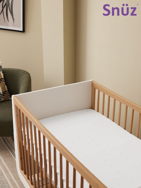 Snuz 2 Pack White Dot Cot Bed Fitted Sheets (F97506) | £32