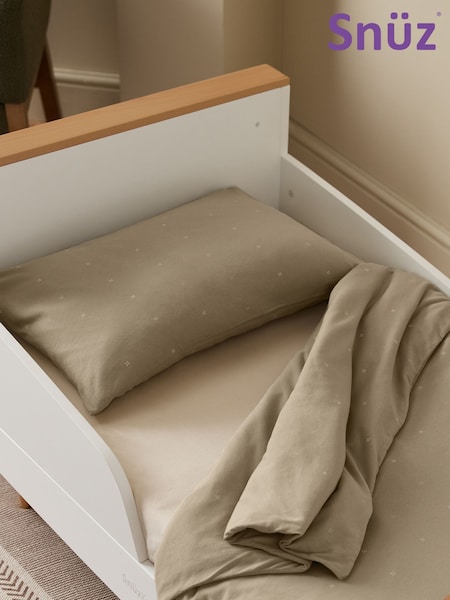 Snuz Sage Cross Duvet Cover and Pillow Case Fitted Set (F97564) | £33