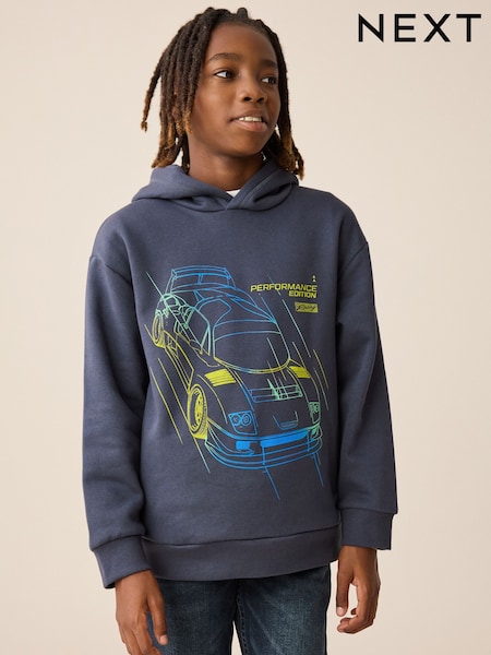 Navy Neon Car Older Boys Graphic Print Hoodie (3-16yrs) (F97594) | £18 - £23