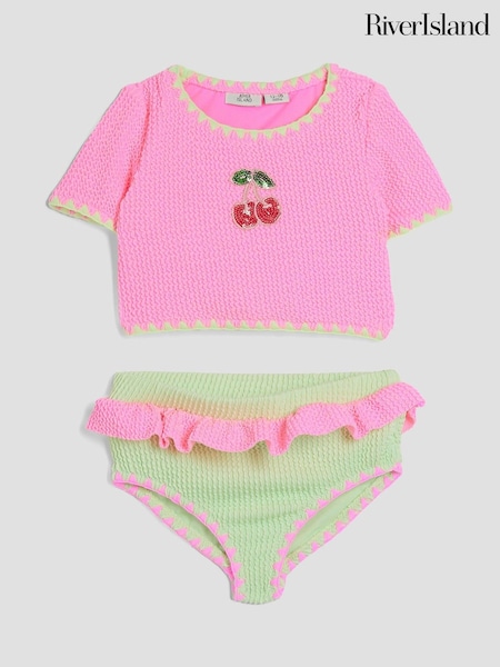 River Island Pink Girls T-Shirt Bikini (F97637) | £19
