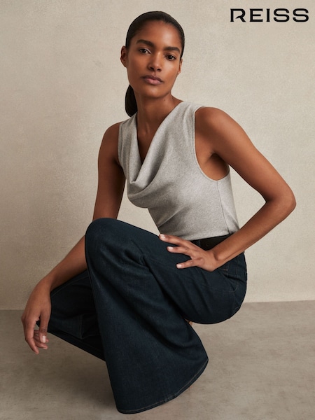 Reiss Grey Marl Lyra Ribbed Cowl-Neck Vest (F97709) | £48