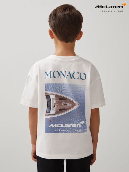 Reiss White/Blue Monaco Unisex Fit McLaren F1 Team Monaco GP T-Shirt (F97724) | £32