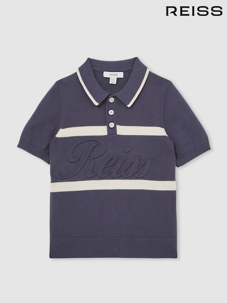 Reiss Indigo Blue/White Ellis Polo Shirt (F97796) | £46