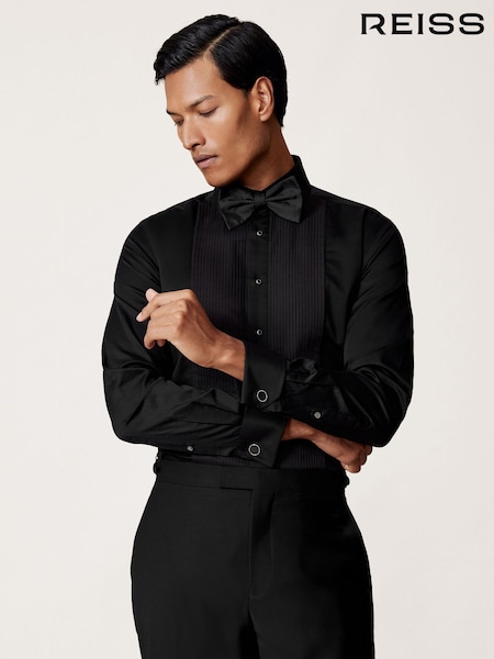 Reiss Black Marcel Regular Fit Cotton Double-Cuff Dinner Shirt Regular-Fit (F97830) | £128