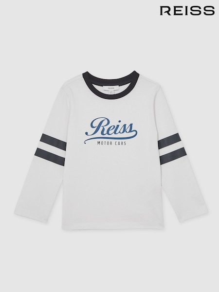 Reiss White/Blue Charley 13-14 yrs Cotton Motor Cars Logo T-Shirt (F97834) | £24