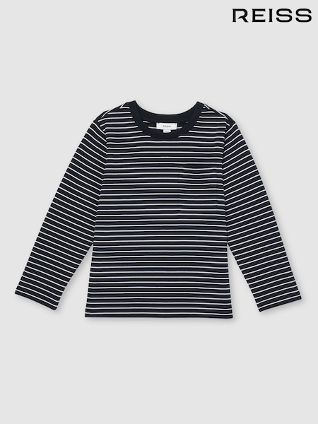 Reiss Navy/White Kenny Stretch-Cotton Stripe T-Shirt (F97857) | £26