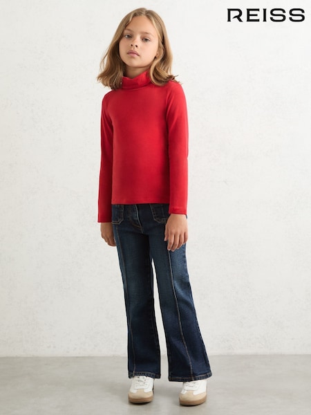 Reiss Red Carey 3-9 yrs Cotton-Jersey Roll-Neck Top with Stretch (F97861) | £14