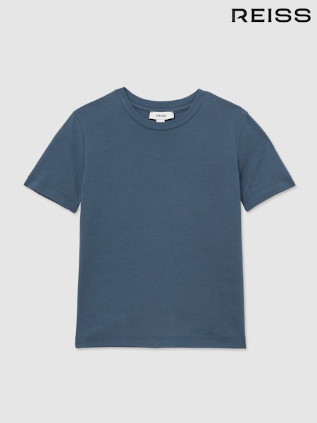 Reiss Ocean Blue Bless Cotton Crew Neck T-Shirt (F97873) | £14