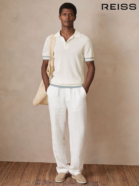 Reiss White Quinn Reiss | Ché Cotton Knit Polo Shirt (F97910) | £110