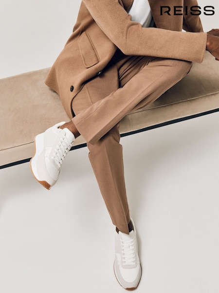 Reiss White Ian Suede Lace-Up Running Trainers (F97933) | £138