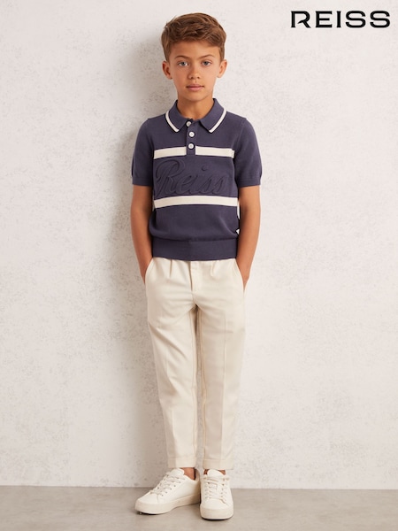 Reiss Indigo Blue/White Ellis Polo Shirt (F97945) | £40