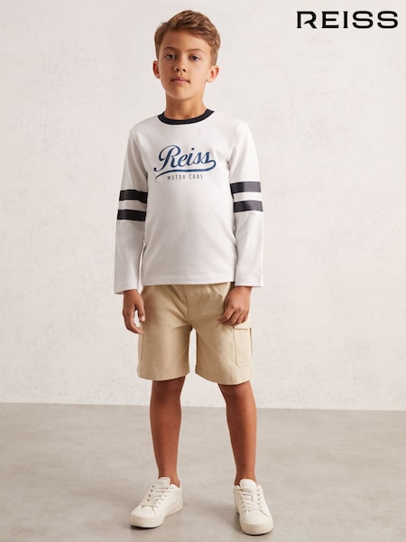 Reiss White/Blue Charley 3-9 yrs Cotton Motor Cars Logo T-Shirt (F97954) | £20