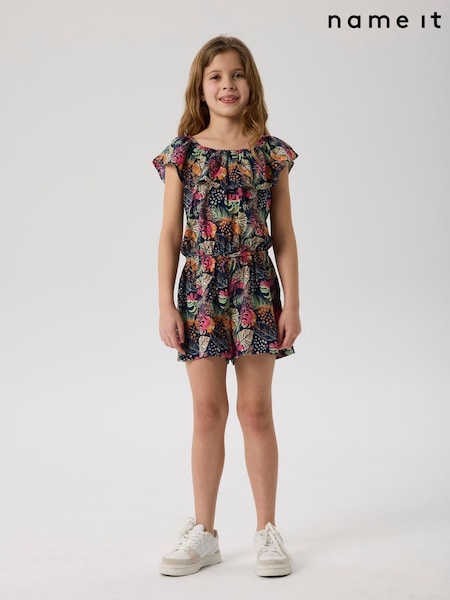 Name It Blue Floral Printed Playsuit (F97991) | £22