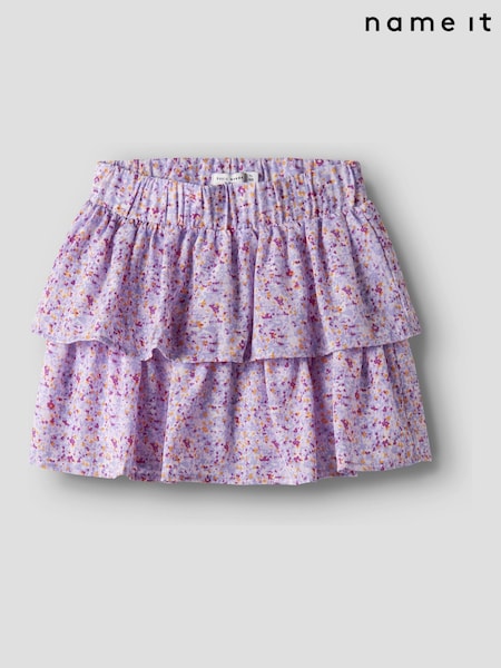 Name It Purple Floral Print Ruffle Skirt (F97998) | £20