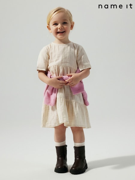 Name It Cream Short Sleeve Smock Dress (F97999) | £20