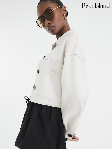 River Island Stone Suedette Overshirt (F98093) | £43