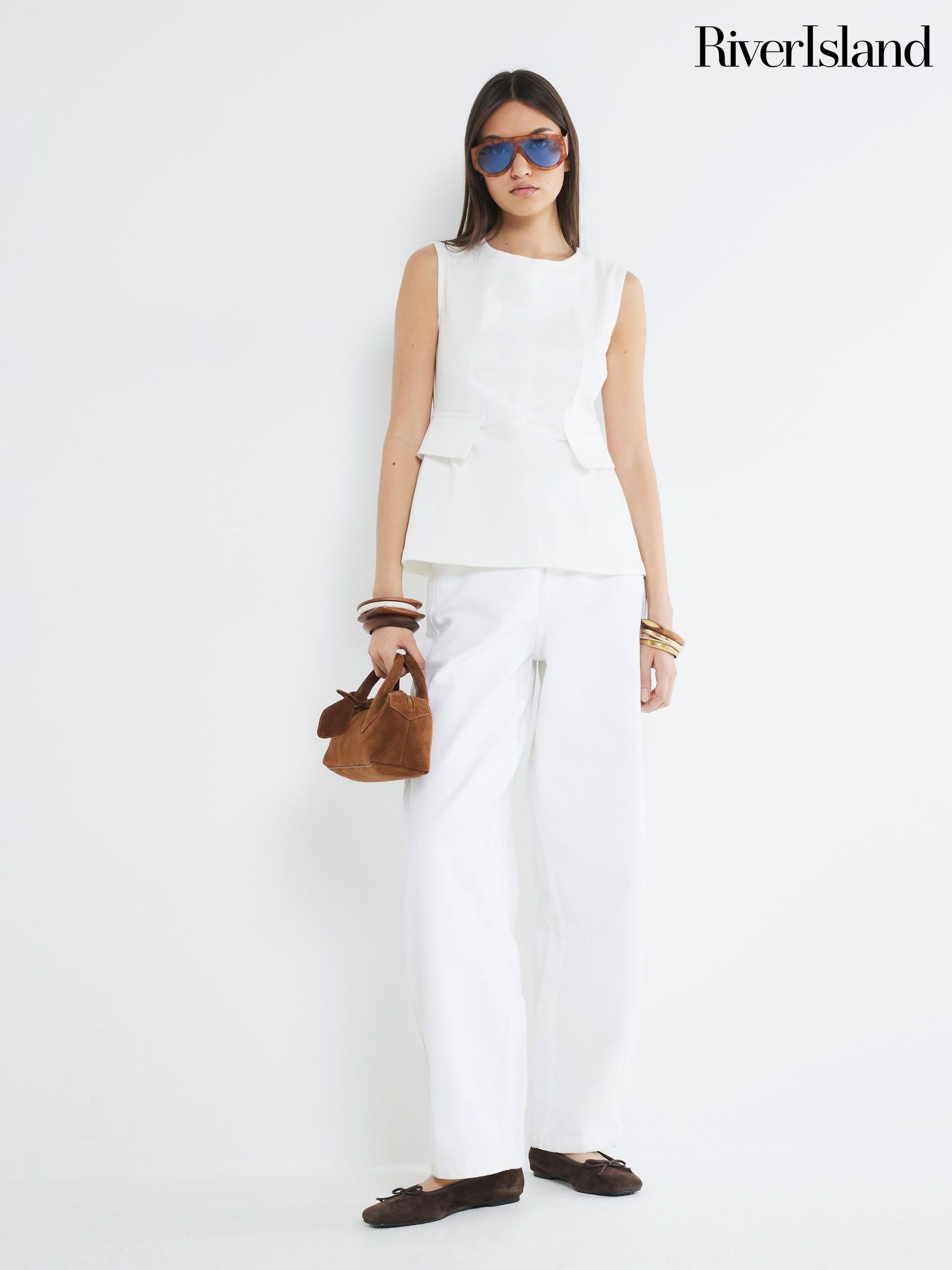 river island white peplum top