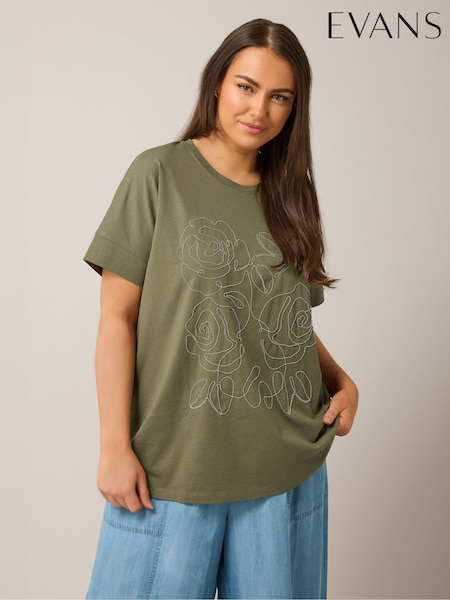 Evans White Chain Detail 100% Cotton T-Shirt (F98280) | £29