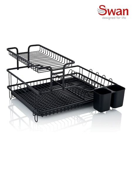 Swan Black 15 Plate Dish Rack with Removable Cutlery Holder (F98370) | £30