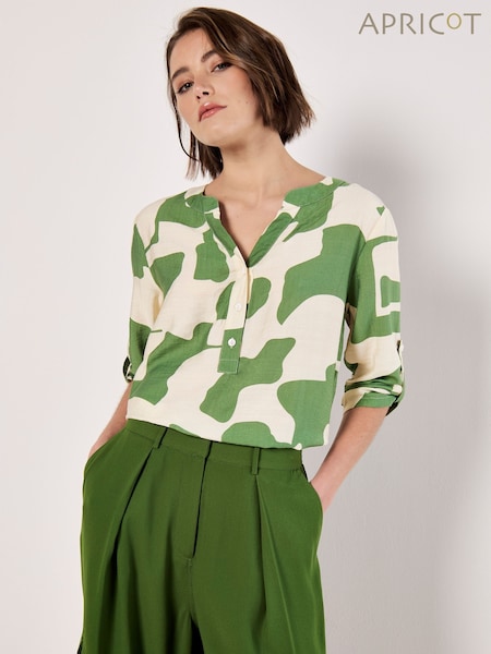 Apricot Green Abstract Shapes Mono Button Top (F98424) | £35