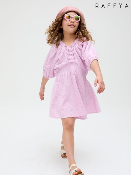 Raffya Purple Soipoi Double Cloth 100% Cotton Dress (F98439) | £40