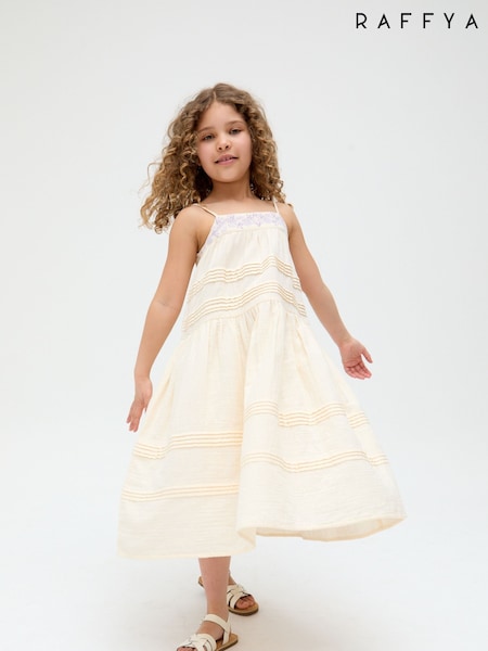 Raffya Cream Swish 100% Cotton Maxi Dress (F98448) | £38