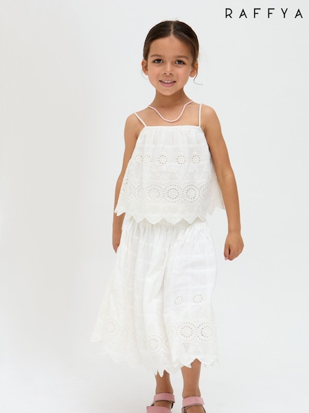 Raffya White Ruffa Co-Ord 100% Cotton Skirt (F98450) | £32