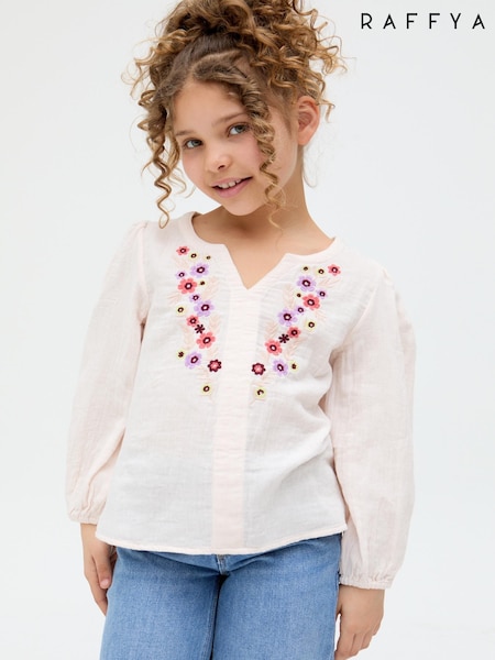 Raffya Cream Dina 100% Cotton Blouse (F98454) | £38
