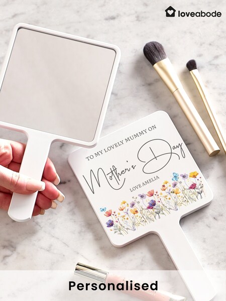 Loveabode Natural Personalised Mothers Day Flower Hand Mirror (F98481) | £17