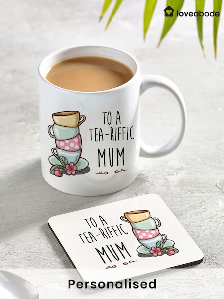 Loveabode Personalised Tea-Riffic Mug & Coaster Set (F98488) | £20