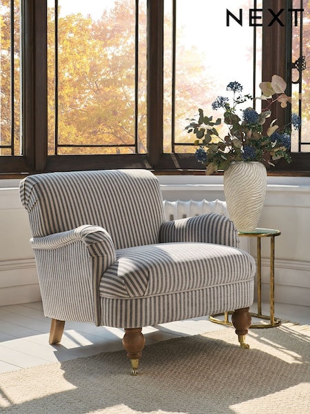 Chenille Stripe Blue Lilly Accent Chair (F98506) | £399
