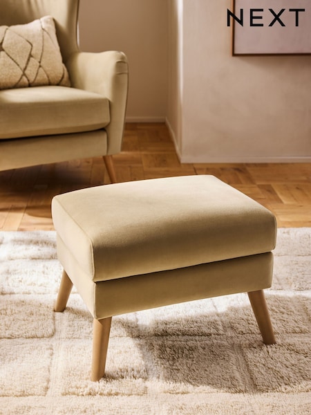 Soft Velvet Camel Natural Pendry Storage Footstool (F98518) | £99