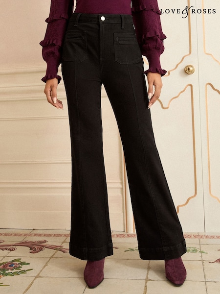 Love & Roses Black Relaxed Flare Jeans (F98559) | £52