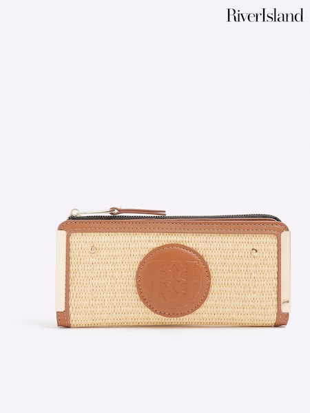 River Island Brown Raffia Foldout Purse (F98631) | £18