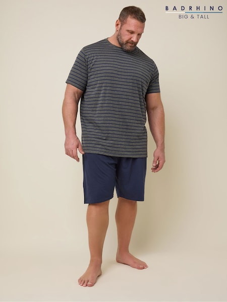 BadRhino Big & Tall Grey 100% Cotton Stripe Pyjamas Set (F98698) | £30