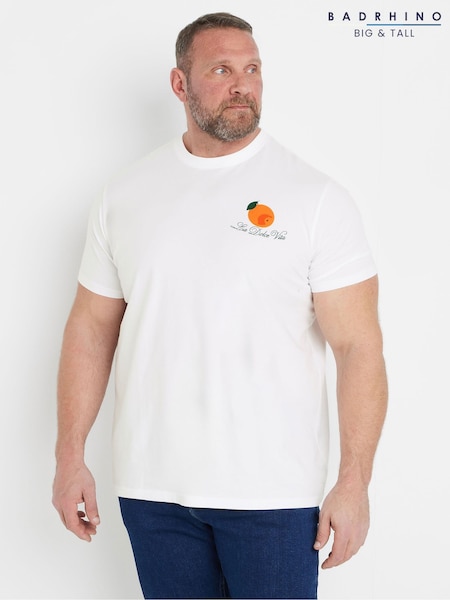 BadRhino Big & Tall White Print 100% Cotton T-Shirt (F98701) | £22
