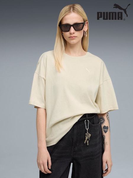 Puma Beige Womens Her Oversized T-Shirt (F98709) | £25