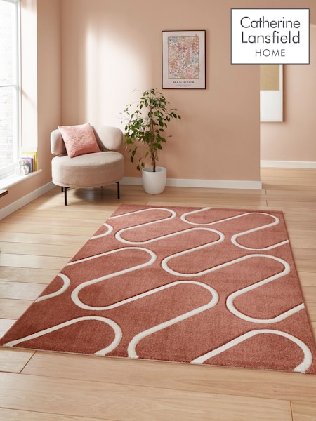 Catherine Lansfield Orange Linear Curve Modern Geometric Rug (F98742) | £60 - £180