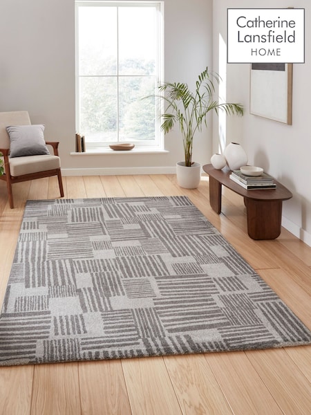 Catherine Lansfield Grey Blocks Modern Abstract Rug (F98746) | £60 - £180