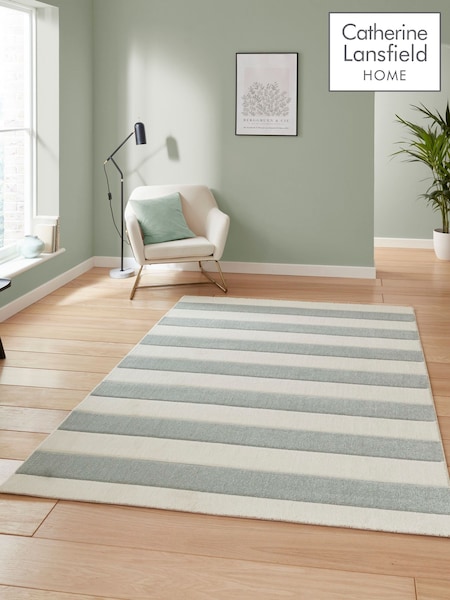 Catherine Lansfield Green Cove Stripe Modern Linear Rug (F98747) | £60 - £180