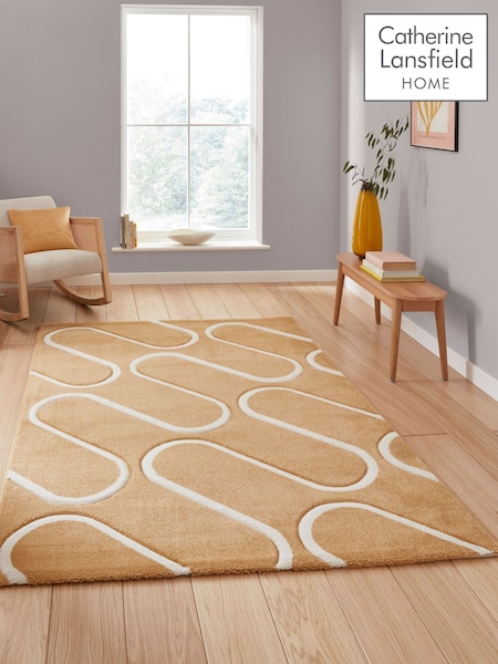 Catherine Lansfield Yellow Linear Curve Modern Geometric Rug (F98748) | £60 - £180