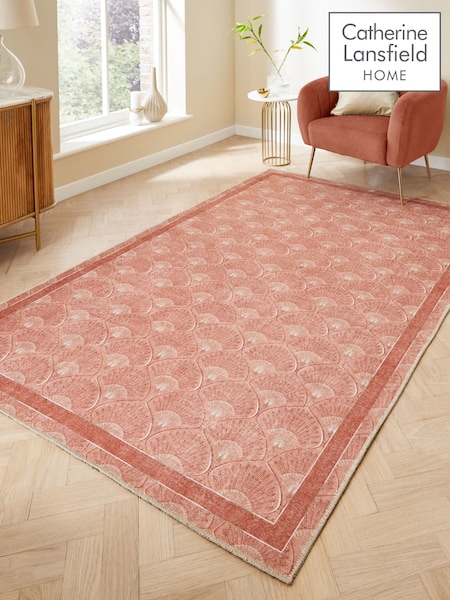 Catherine Lansfield Orange Deco Peacock Washable Rug (F98756) | £40 - £125