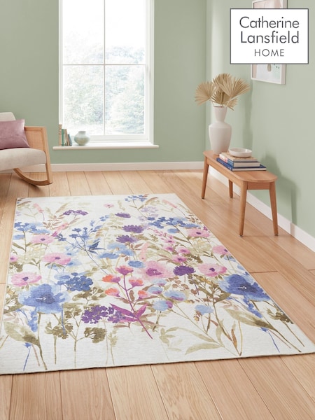 Catherine Lansfield Purple Country Floral Print Rug (F98760) | £40 - £125